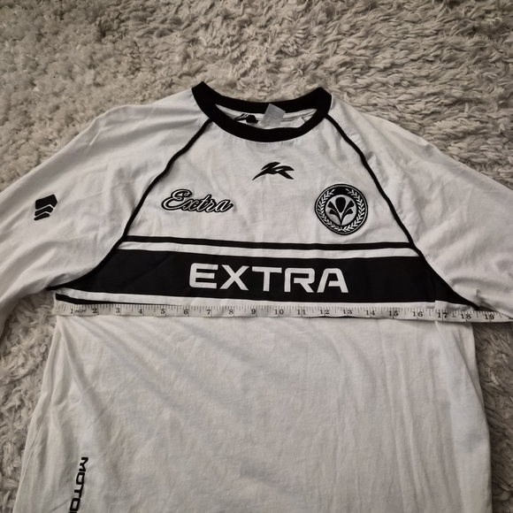 ☆5/$15☆H&M Divided “EXTRA” Racing Long Sleeve Shirt | White & Black | XS - Picture 6 of 16